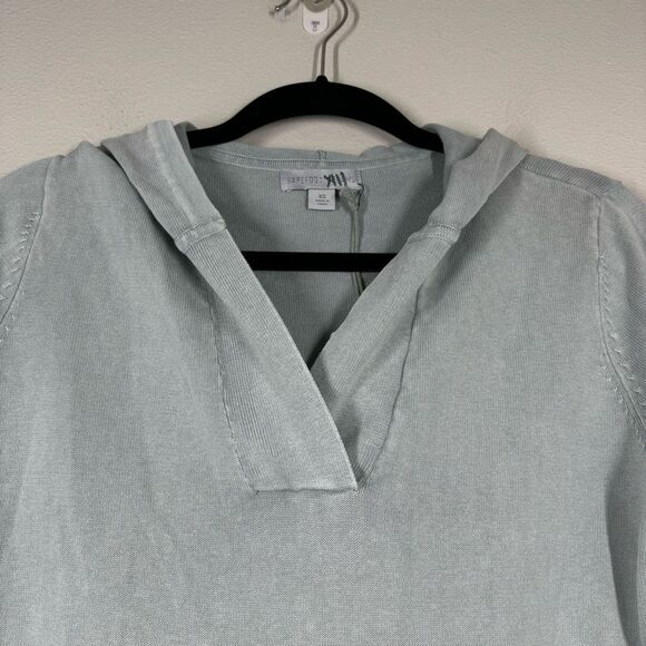 NWT Barefoot Dreams Sunbleached Cotton Bonfire Hoodie Blue Gray Ocean Size XS - Picture 2 of 10